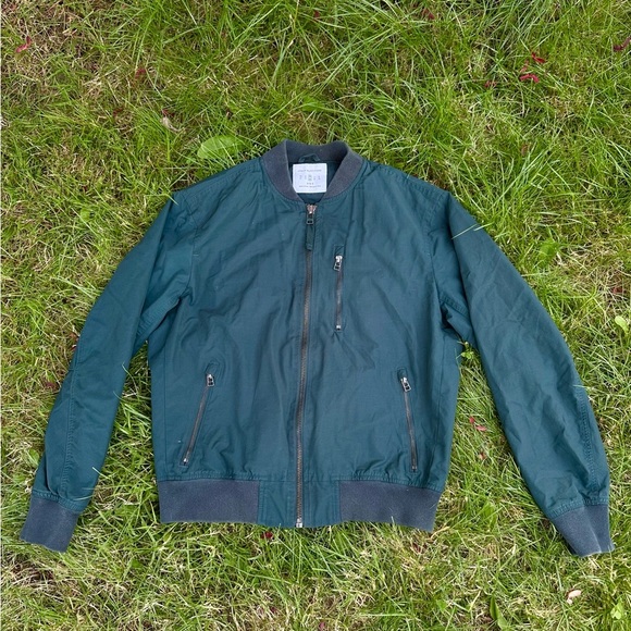 UO Urban Outfitters Teal Bomber Jacket with Zipper Detailing - Picture 2 of 2